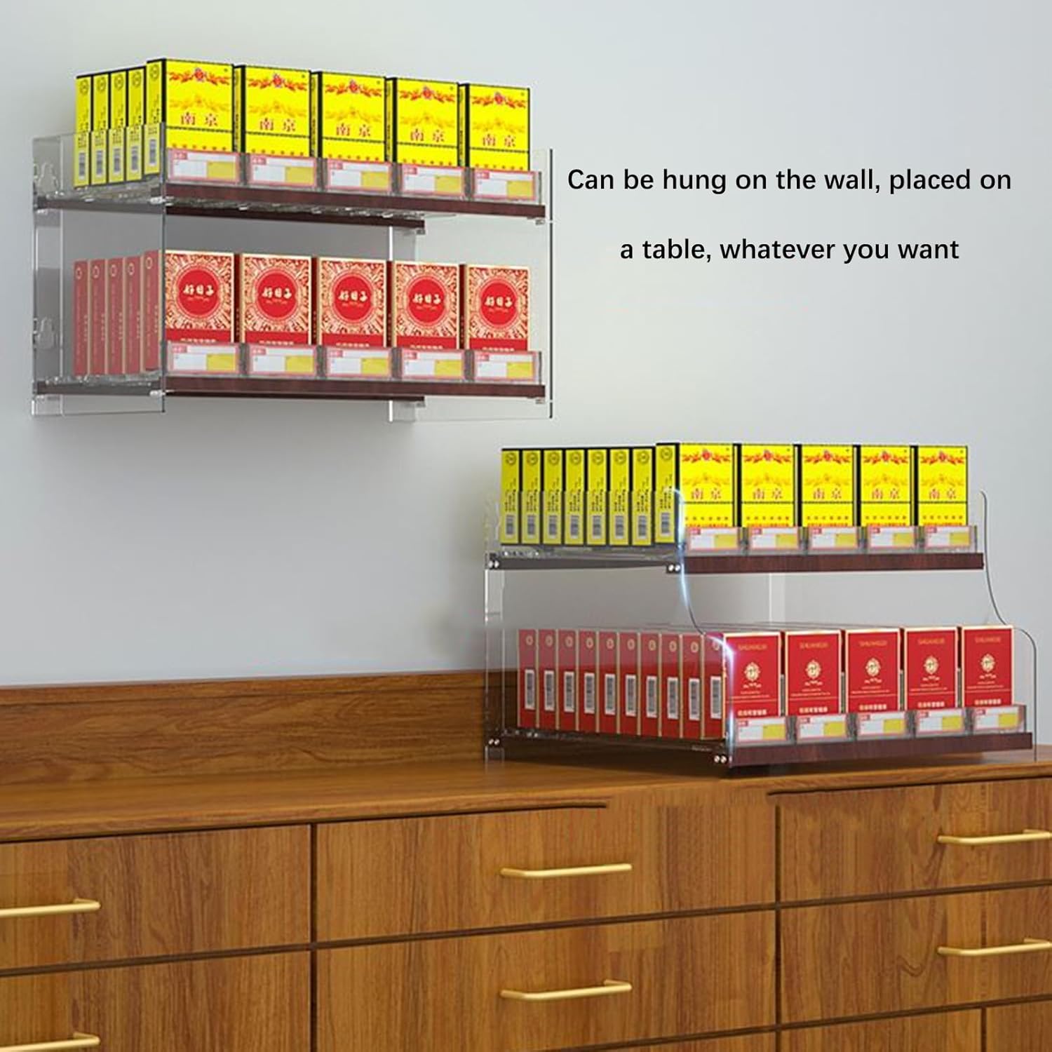 Cigarettes Display Rack, Supermarkets Convenience Stores Retail Cigarette Display Case, Automatic Cigarette Display Holder Showcase, Auto-Push Cigarette Cabinet Rack ( Color : Clear , Size : 22.24x6.3