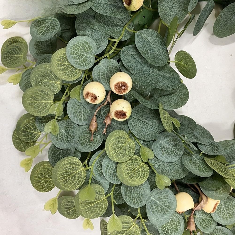 Ghirlanda di foglie di eucalipto artificiale 45 cm verde PE fiore ghirlanda per primavera decorazione casa matrimonio ufficio appeso alla parete