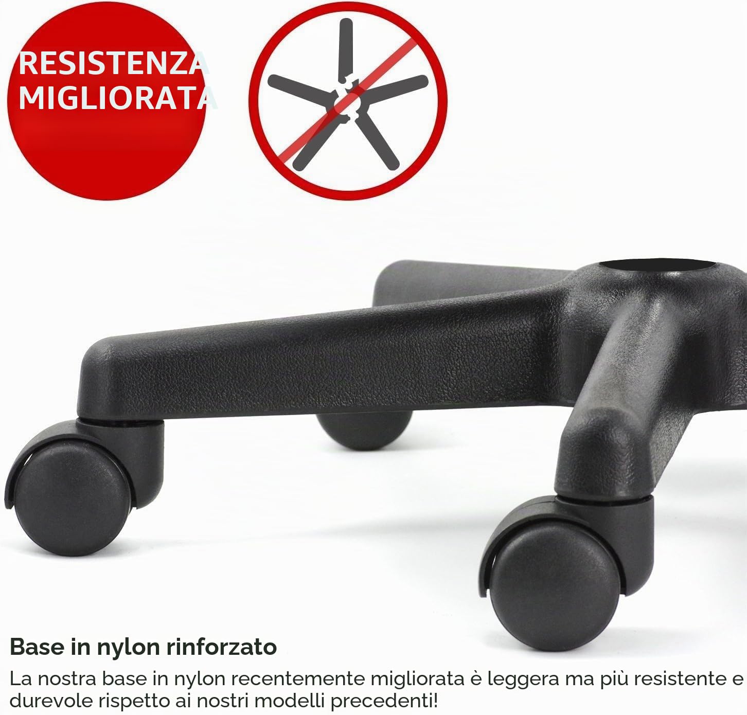 display4top Nero Sgabello, 5 ruote