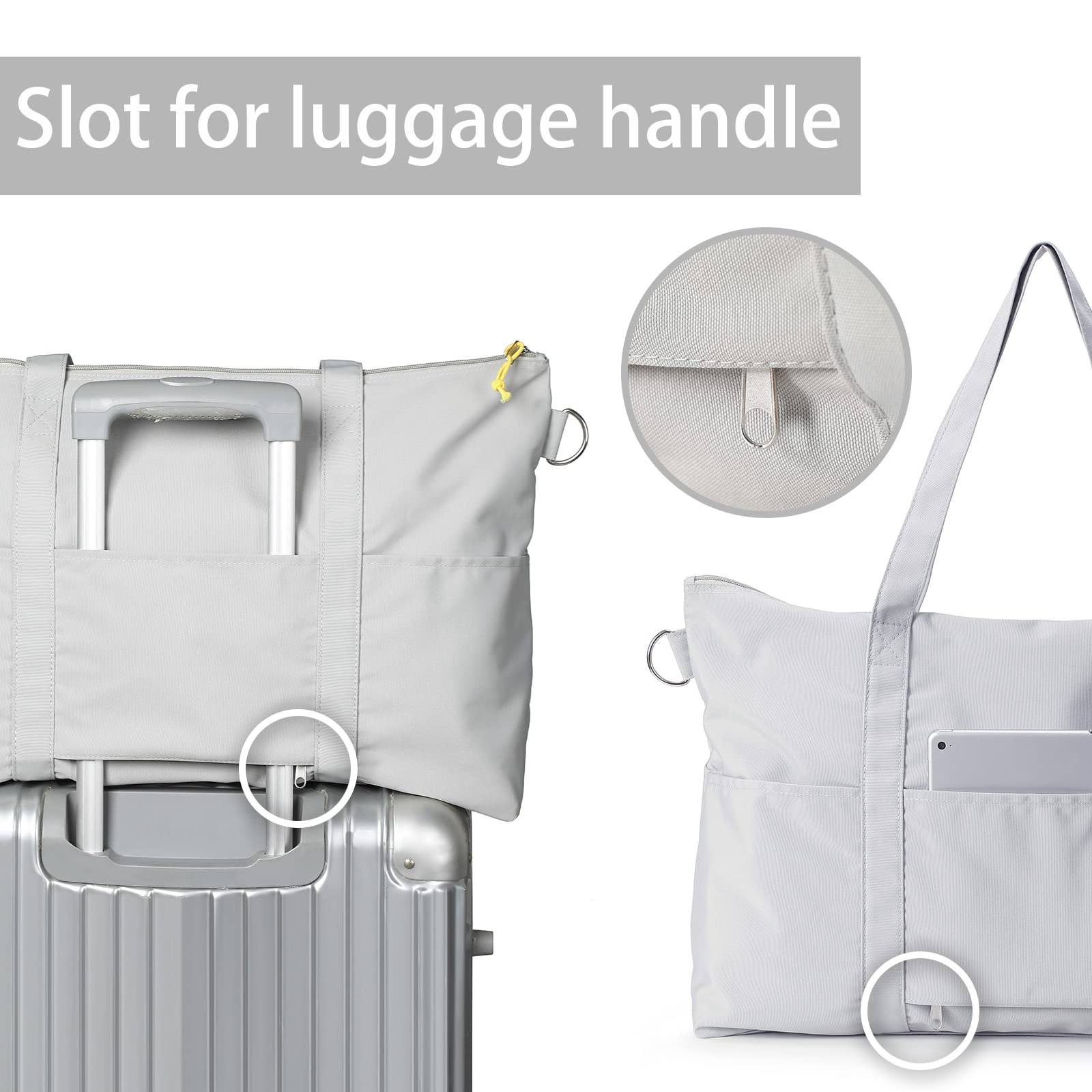 Sporttasche für Damen, Reisetasche für Kurz Trips, Übernachtungstasche Handgepäcktasche, Wasserdichte Sporttaschen für Gym, Yoga und Sauna, Grau