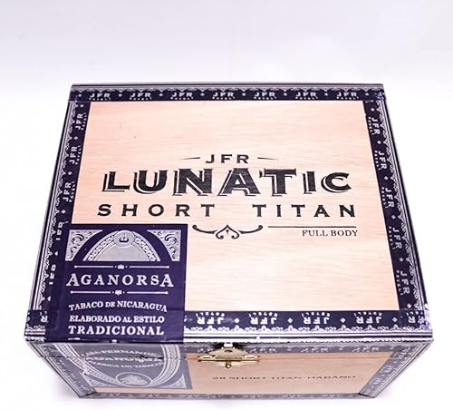 Lunatic  Caja de cigarros de madera corta Titan Habano Vacía - 7" x 6" x 4"