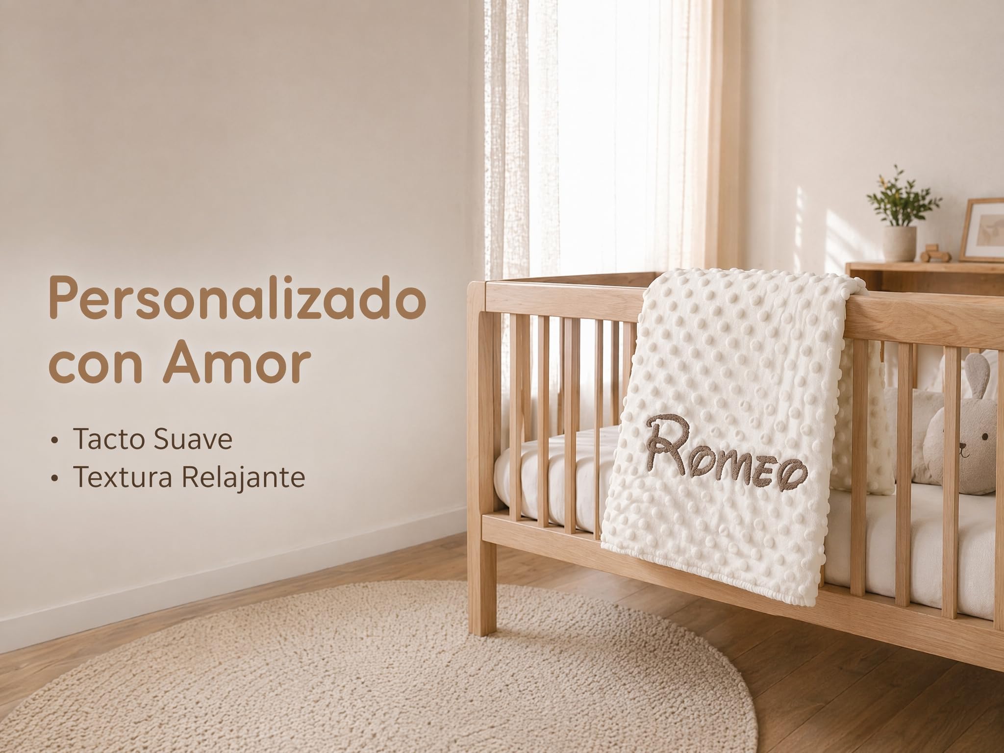 various Manta Bebé Personalizada con Nombre Bordado, 80x110 cm, Manta Suave y Cálida para Recién Nacido, Microfibra 100% Poliéster, Regalo Original para Bebé, Cuna y Cochecito (Beige)