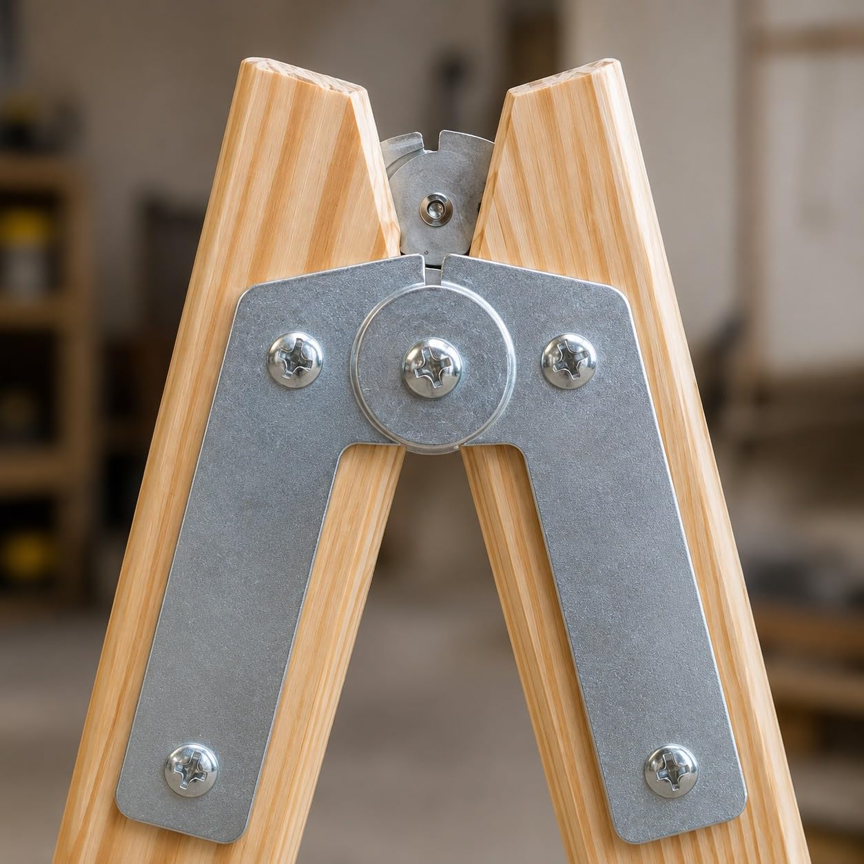 TM-DA Escalera Tijera Doble Acceso de Madera de Pino 7x2 Peldaños 150 kg