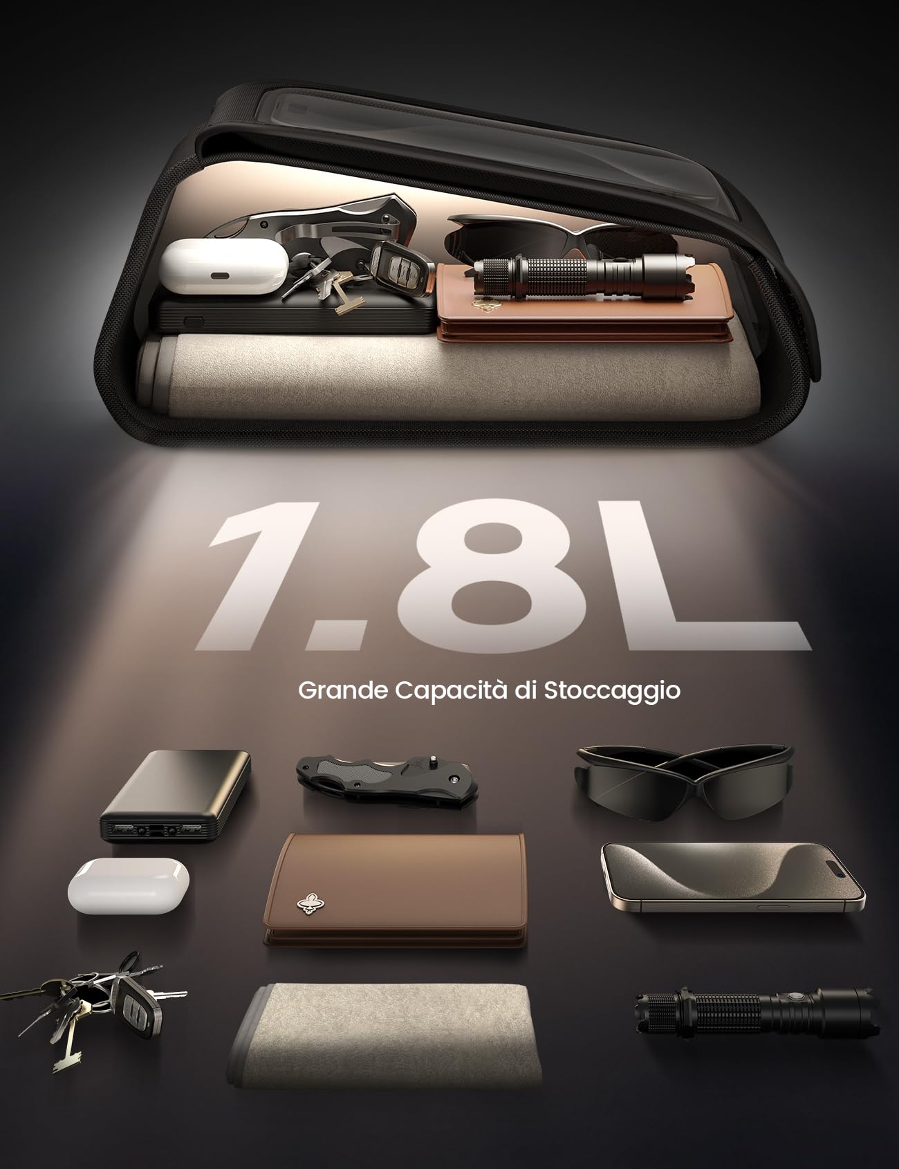 Lamicall Borsa Telaio Bici Impermeabile 1.6 L Capacità, Porta Cellulare Manubrio con Touch Screen TPU per Smartphone Fino a 7"
