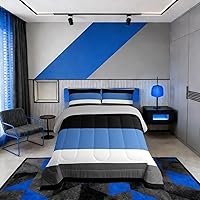 Vista 15 de Erosebridal - Juego de edredón con rayas rojas y negras tamaño Queen, juego de ropa de cama con diseño geométrico y estampado de patchwork en blanco