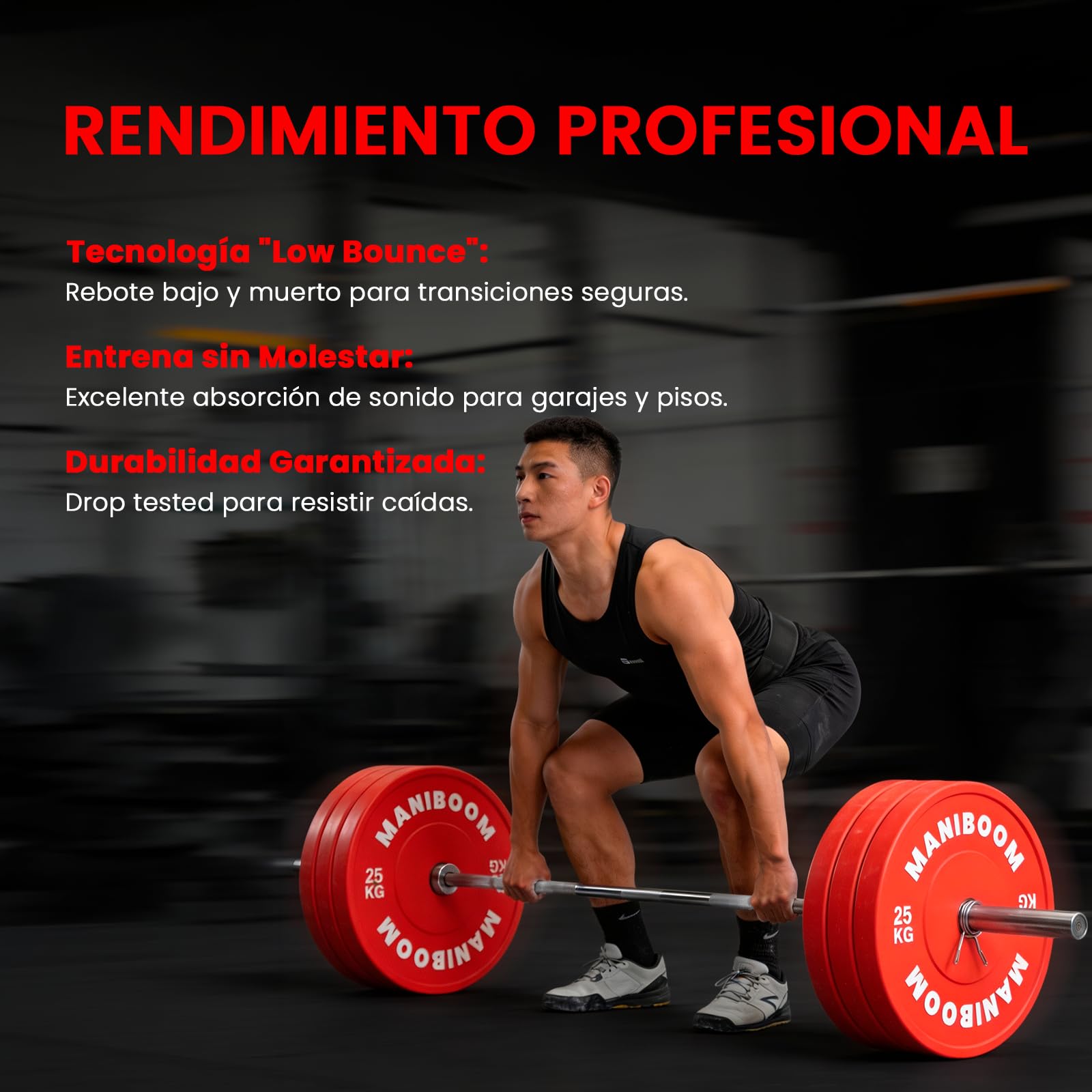 Discos Pesas Olimpicos Bumper 5kg, 10kg, 20kg, 25kg – Placas de Caucho Alta Densidad (85 Shore A) para Barra Olímpica 50mm – Equipo de Gimnasio en Casa, Cross Training y Halterofilia