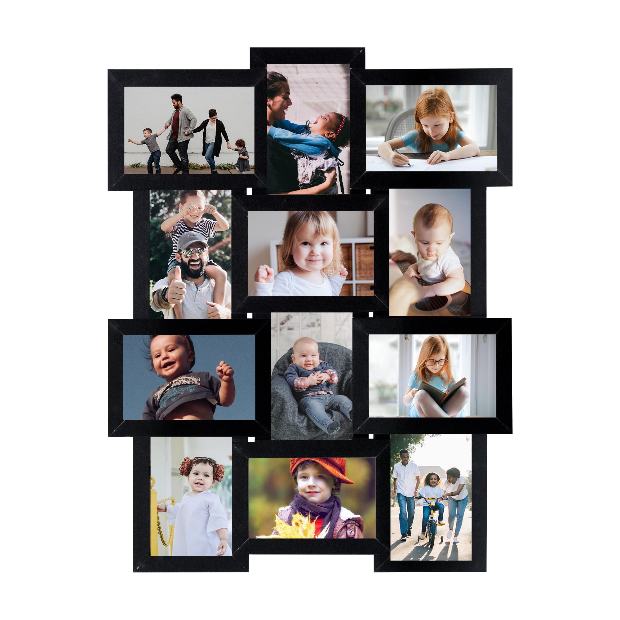HELLO LAURA Collage Picture Frames for Wall 12 Openings - Black Photo Frames