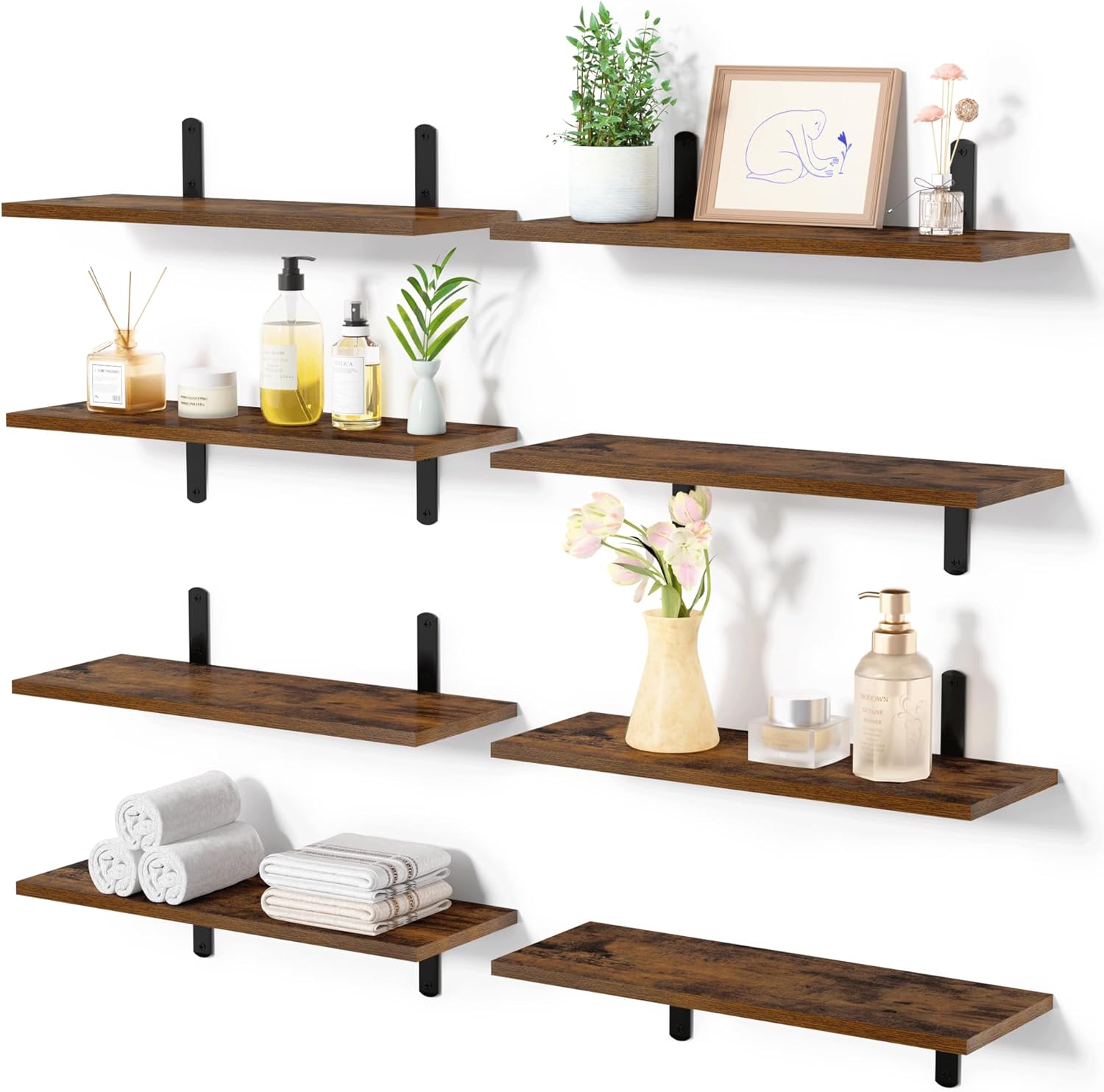upsimples Floating Shelves for Wall Decor Storage, Dark