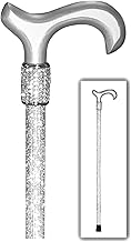 “Silver Screen” Lightweight Crystal Rhinestone Bedazzled Fashion Cane - Fashionable Rhinestone Bling Wooden Walking Stick for Balance Assistance