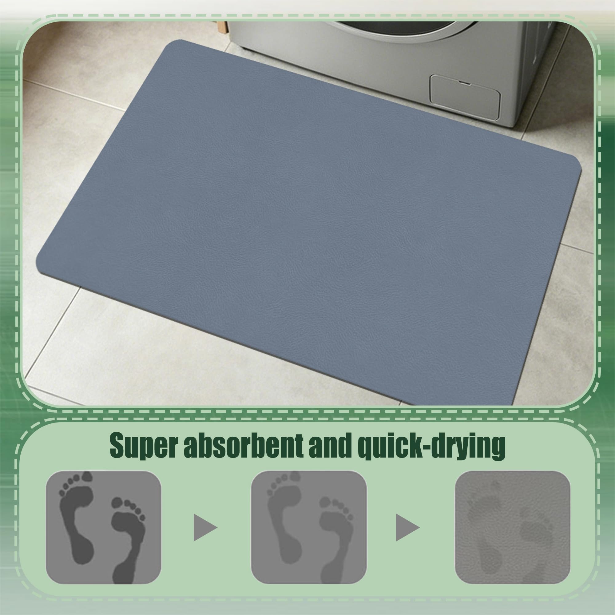 Alfombra Diatomita Baño 40 x 160 cm Super Absorbente Alfombrilla de Baño Extragrande Higiénico y Funcional para Bañera, Ducha, Cuarto de y Cocina, Azul