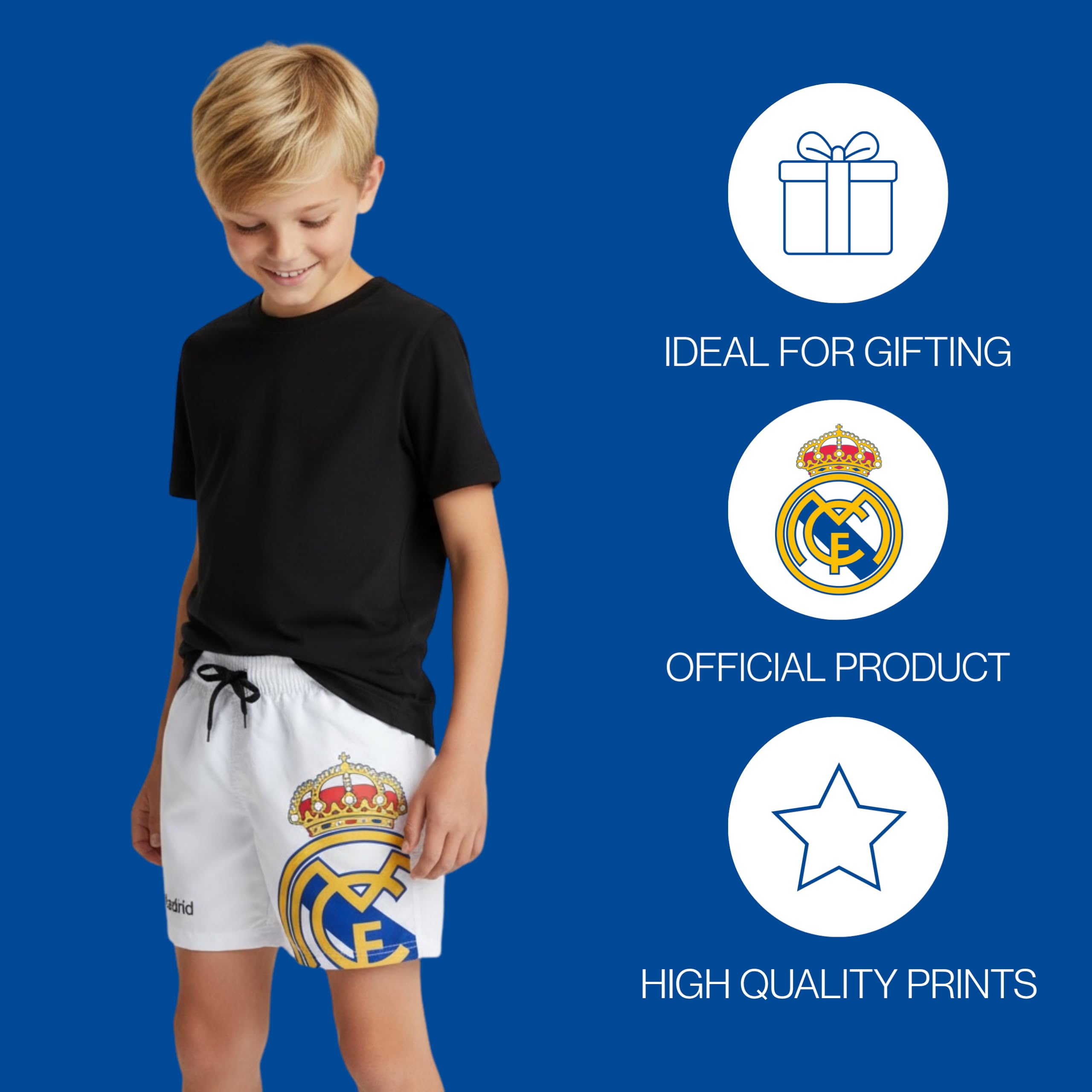 CF REAL MADRID Bañador para Niño, Shorts Baño Bermudas, Bañador de Natación Infantil, Tallas 6 a 14 Años - 4