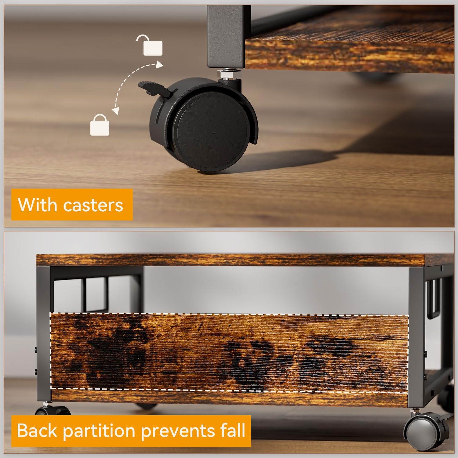 IBUYKE Soporte de impresora de escritorio de 2 niveles, mesa de impresora, organizador de escritorio multifuncional para carpetas, libros, para máquina de fax, escáner, oficina en casa TLJ008H