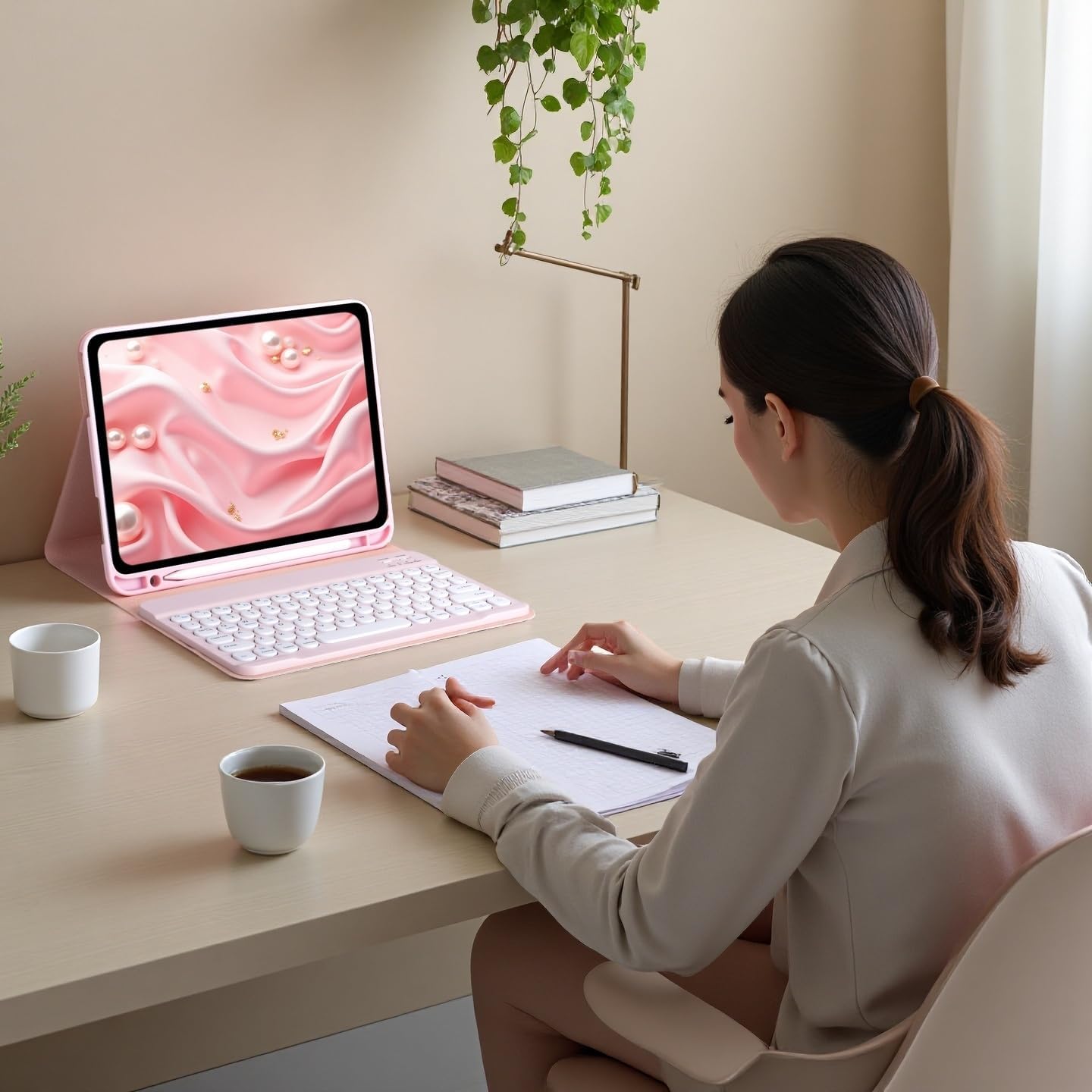 Compatible with Samsung Galaxy Tab A11 Plus 2025 / A9 Plus 2023 11 Inch Keyboard Case Detachable Bluetooth Round Key Wireless Keyboard with Pencil Holder. (Pink, A11Plus / A9 Plus)