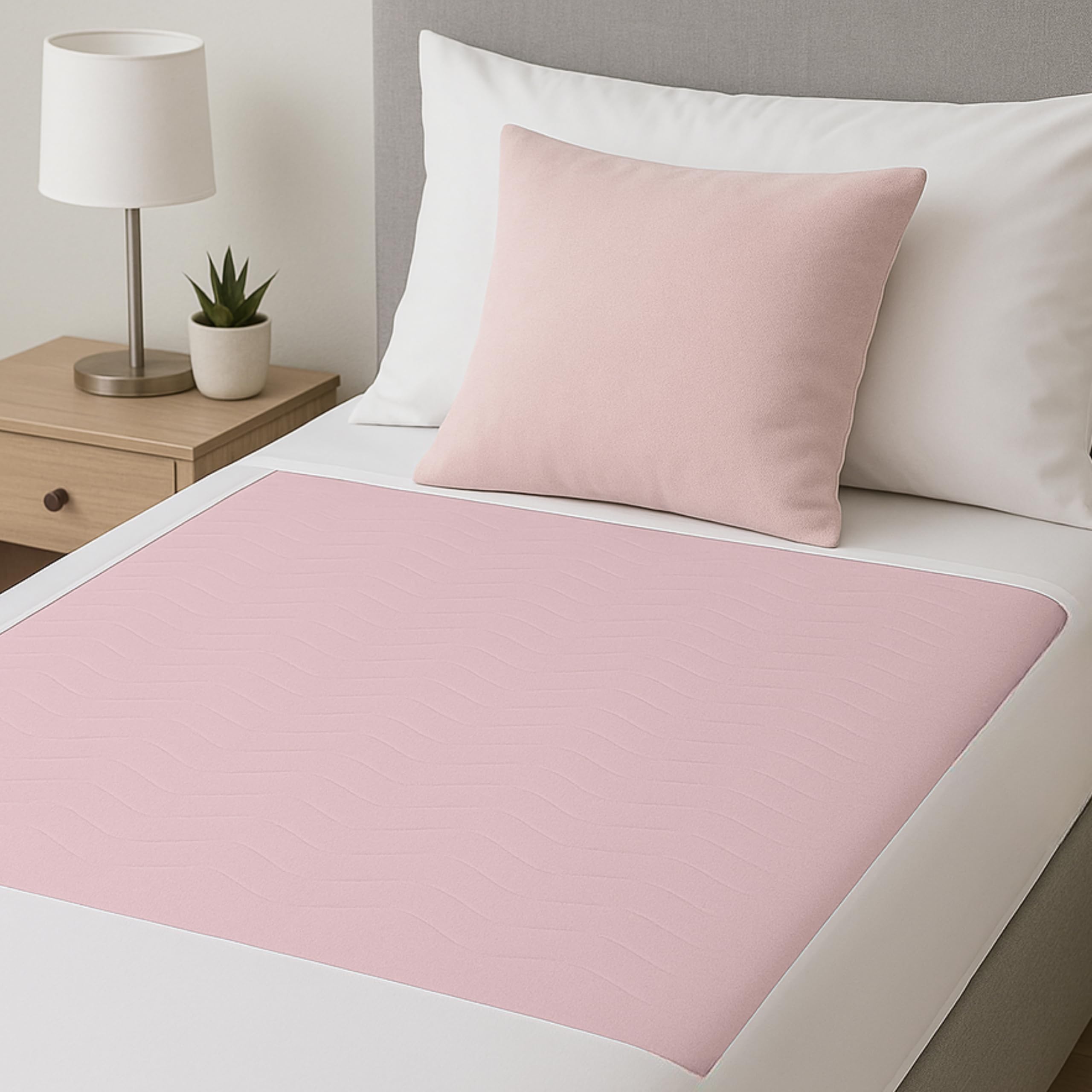 2 x Easy Care Solutions | Washable Bed Pad Protector without Tucks/Flaps | 85 cm x 90 cm | Premium Quality Washable bed wetting sheet for adults or children with Incontinence | Reusable Pink Bed Pads