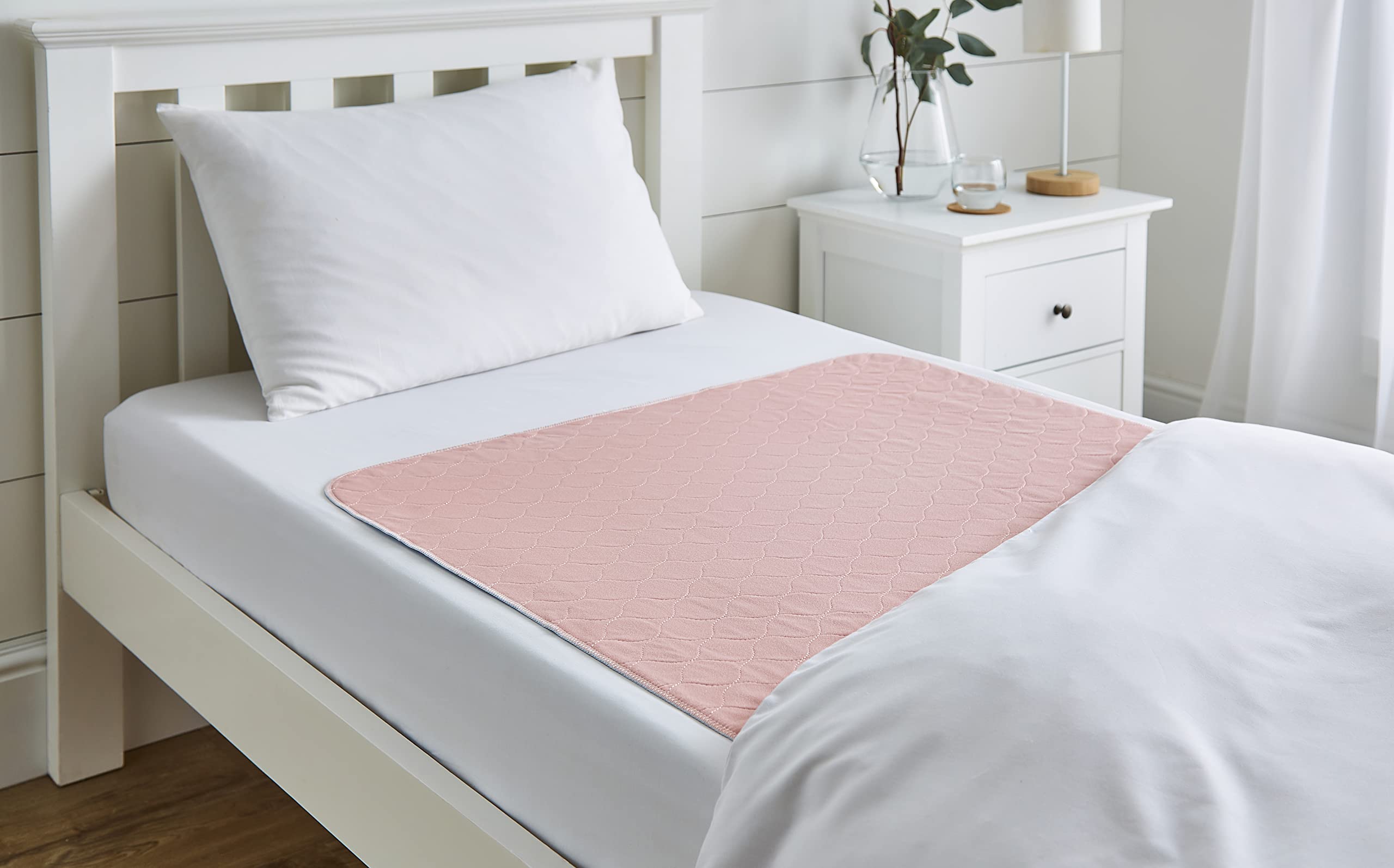 Drylife Super Absorbent Washable Single Bed Protector Pad with Tucks | Thin Reusable Incontinence Bedding Protection, Comfortable & Durable (1, Pink, Pink - 85cm x 90cm (No Tucks))