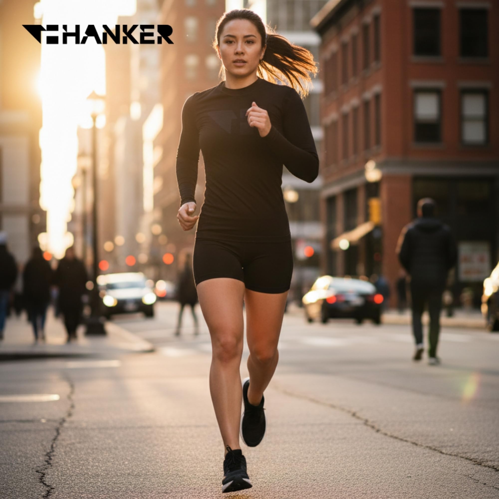 T-shirt thermique de sport de compression unisexe | Manches longues Ajustement idéal pour le cyclisme, la course à pied et le trail running