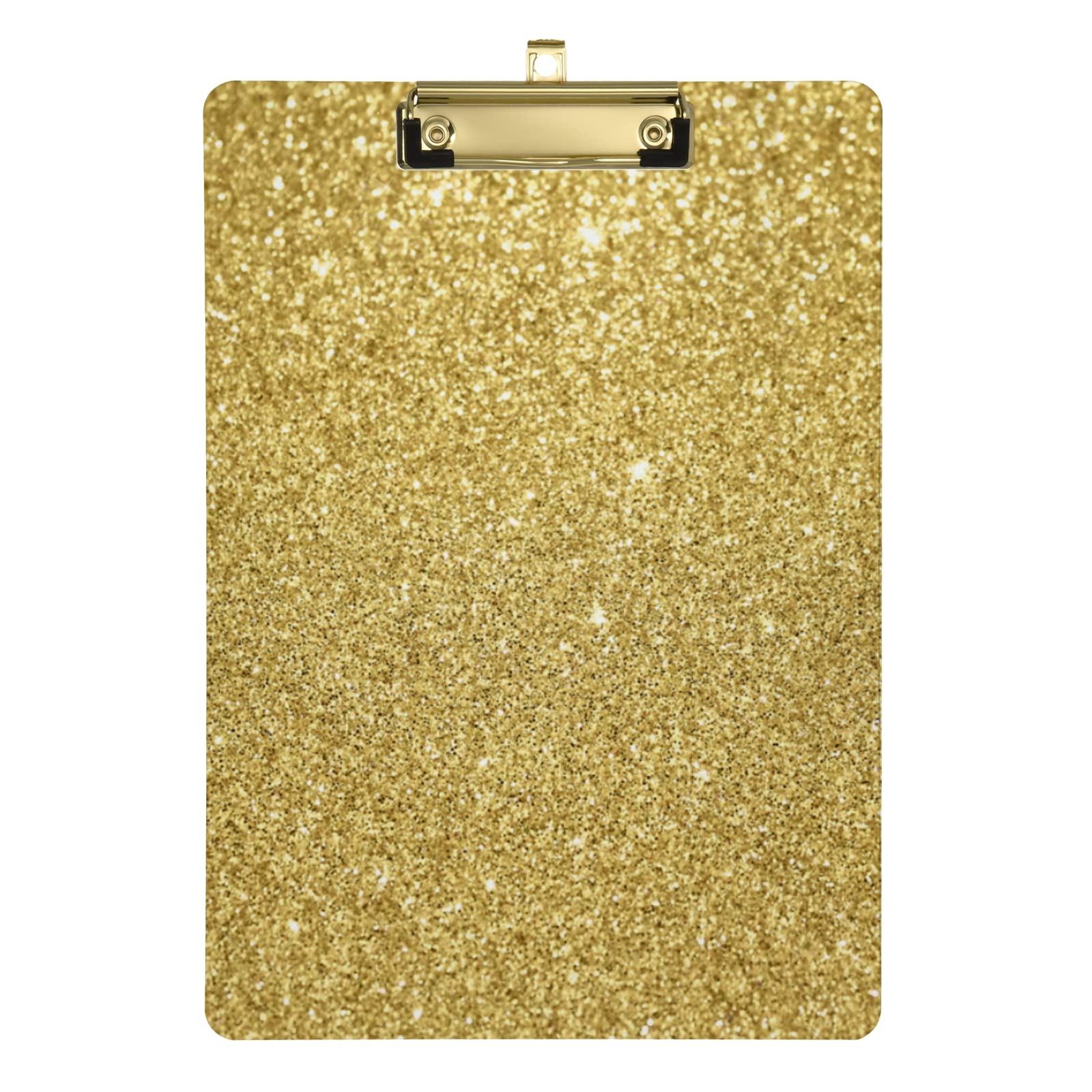 Gold Acrylic Clipboard, A4 Letter Size Decorative Clip Boards with Text Logo for Students Man Women - 9" x 12.5" with Low Profile Metal Clip