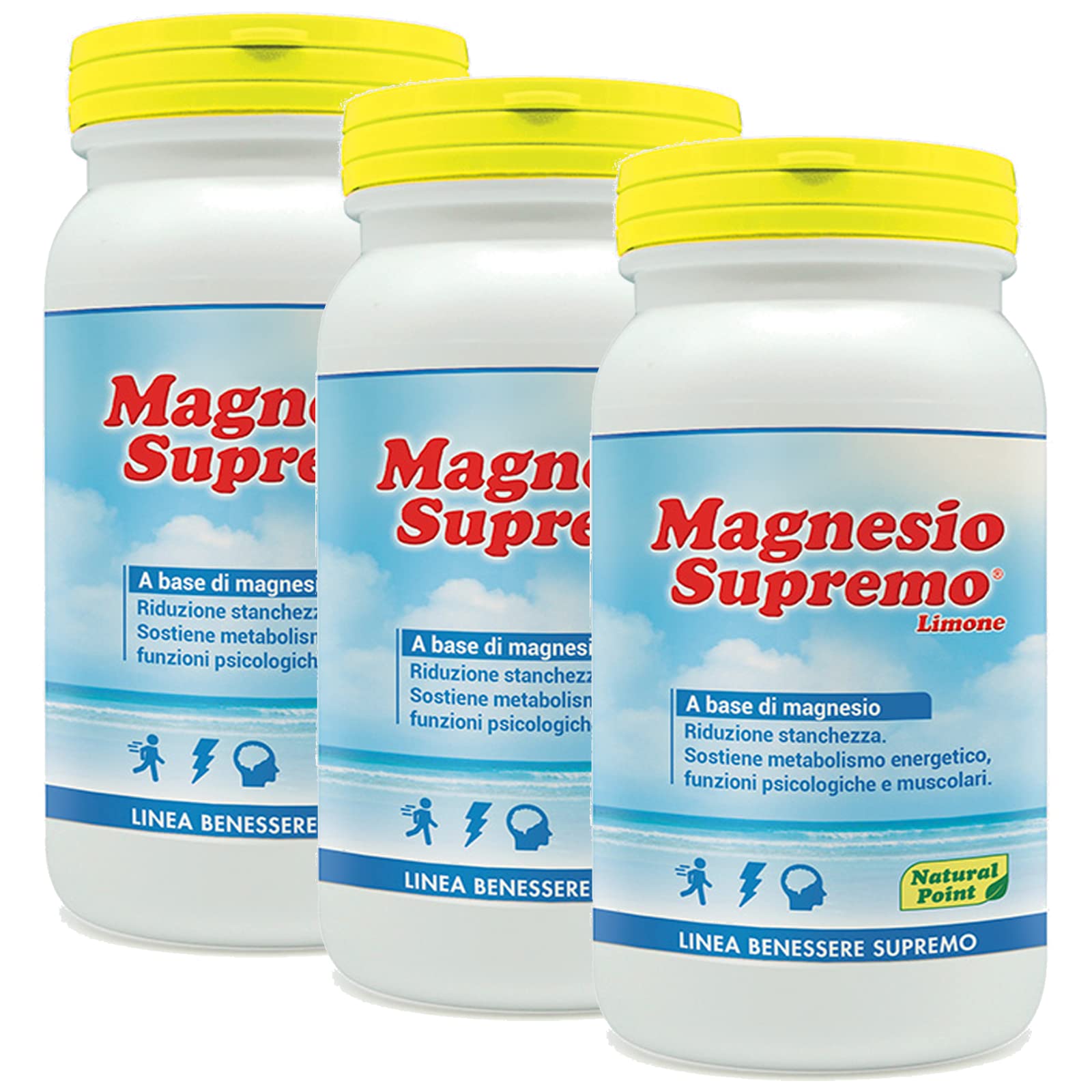 Natural Point Magnesio Supremo, 150 gr, gusto limone (3 Confezioni da 150 gr)