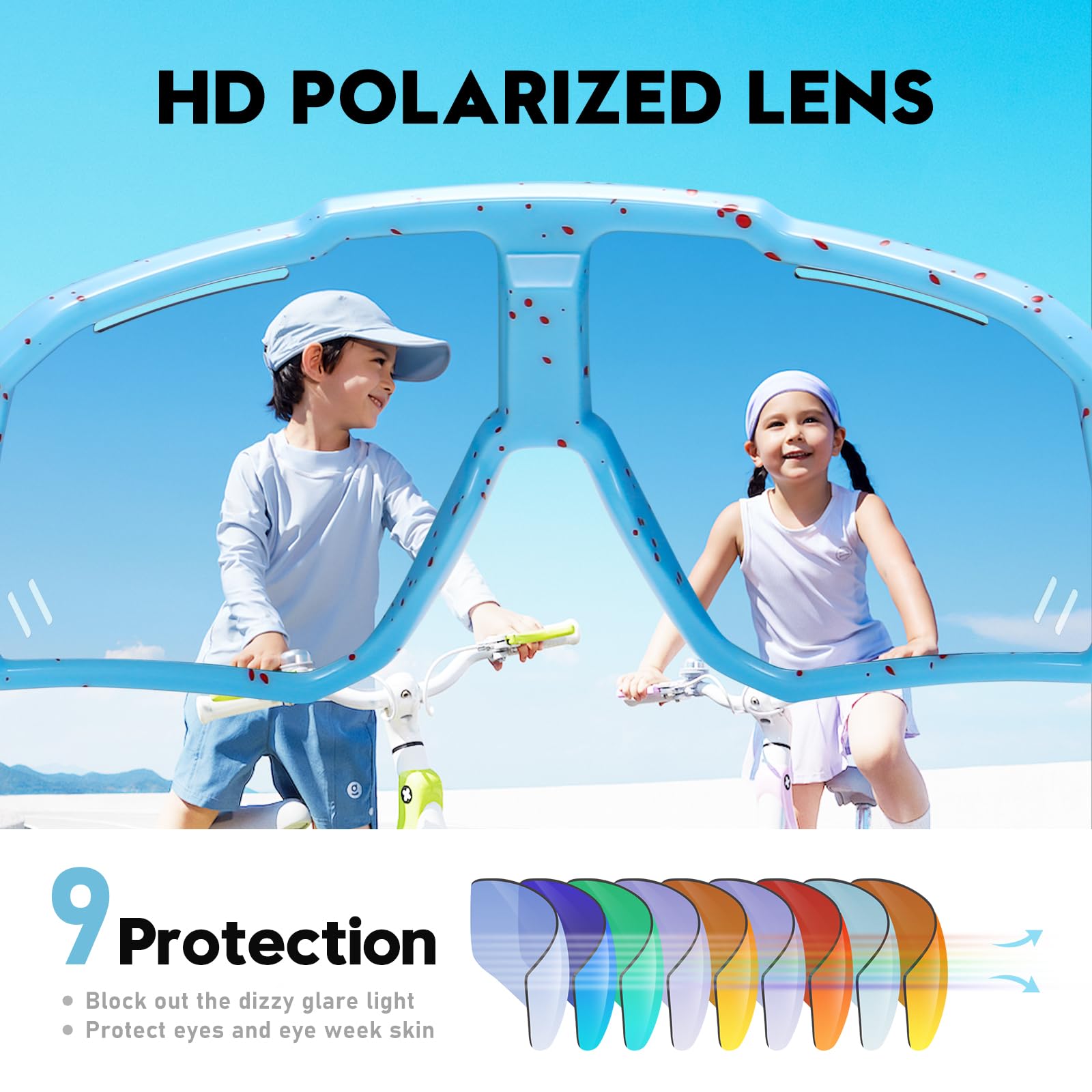 Gafas de sol deportivas polarizadas para niños de 3 a 12 años, UV400, para béisbol, ciclismo, tenis, otras gafas al aire libre