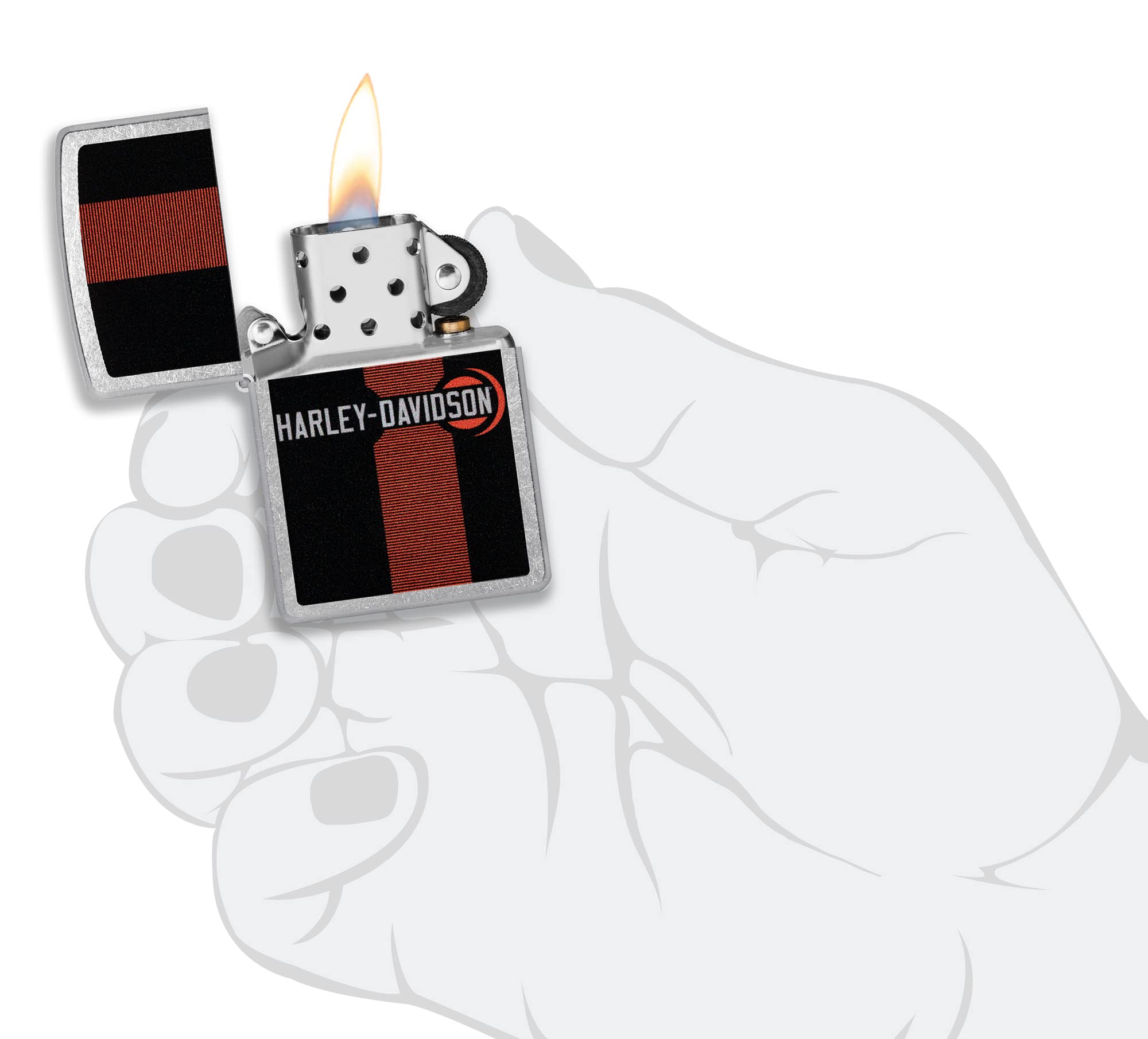 Zippo Harley-Davidson Logo Design Street - Encendedor de bolsillo cromado