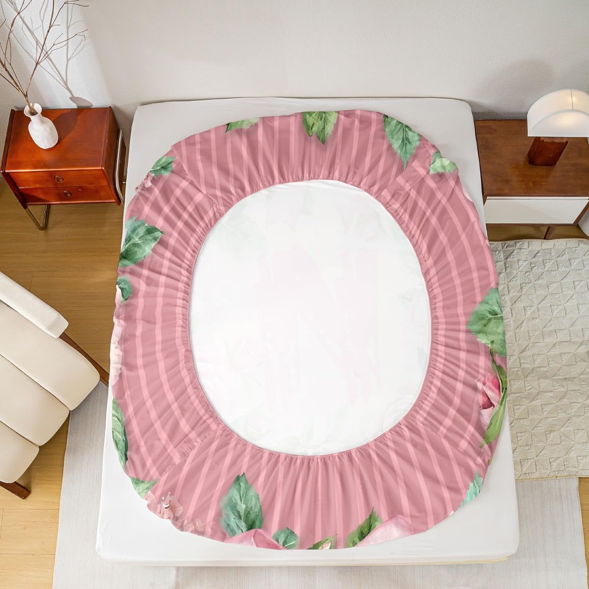 Homewish Juego de ropa de cama con diseño de flores, tamaño King, sábana bajera con diseño floral del alfabeto, lazo, monograma, de madera rosa, para niños y mujeres, ropa de cama cálida y suave, 3