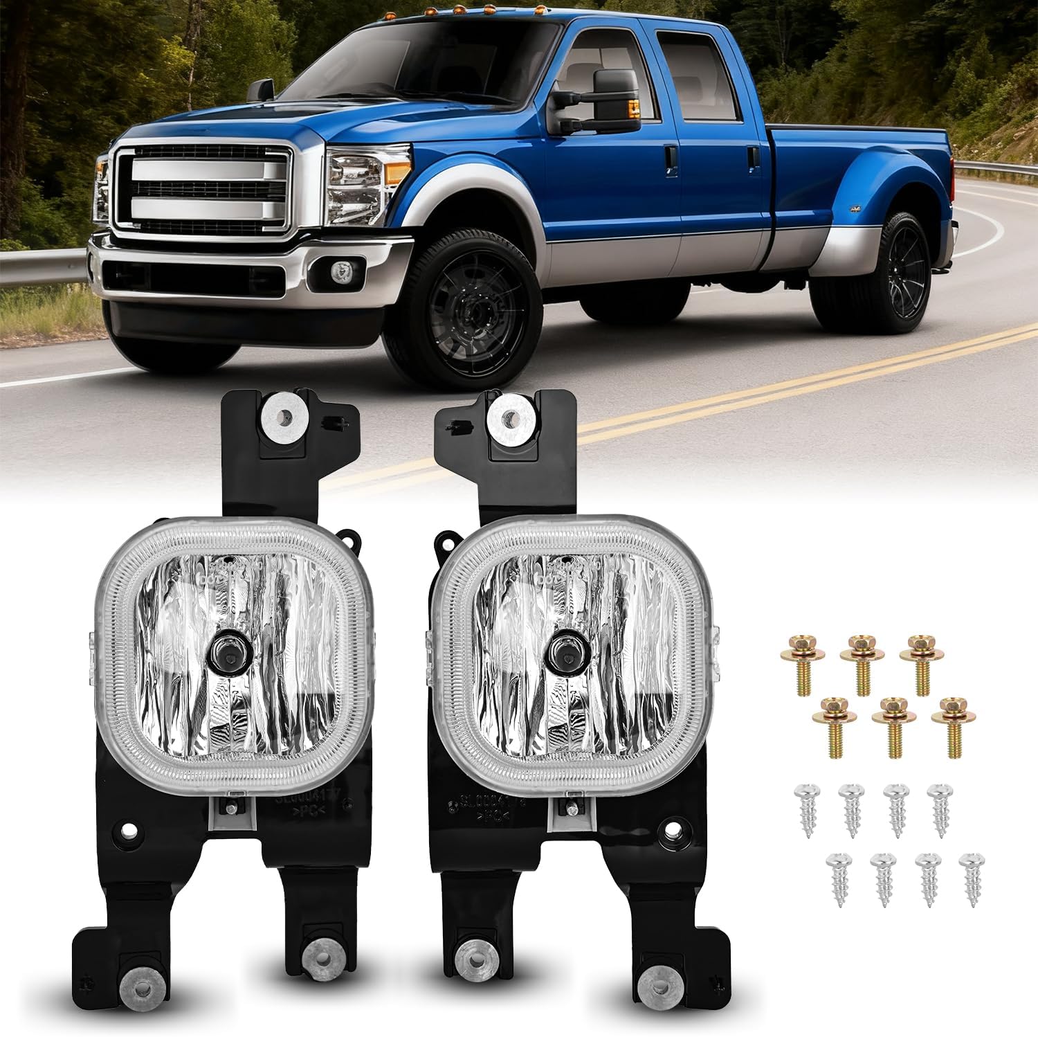 Nilight Fog Lights Assembly Compatible with 2008 2009 2010 FORD F-250 F-350 F-450 F-550 F250 F350 F450 F550 SUPER DUTY Clear Lens Fog Lamps Replacement with H10 12V 42W Bulbs