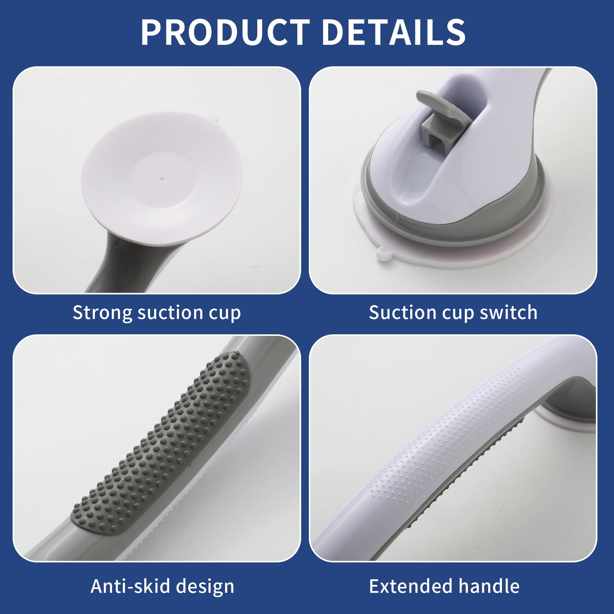 Asidero Ducha, Agarraderas Baño, Asidero Baño, paquete de 2, Agarrador Ducha Personas Mayores Adecuado para ancianos, mujeres embarazadas, niños, soporte para inodoro, ducha y bañera.