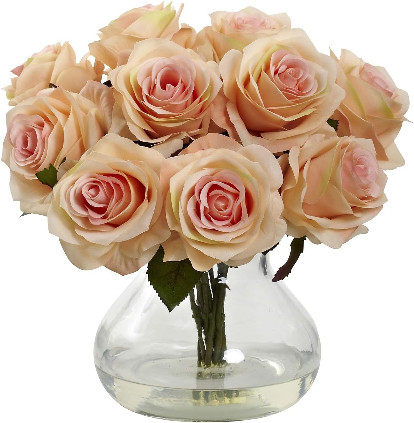 Nearly Natural Rose Artificial Arrangement with Vase