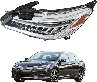 labwork 1PC Headlight Assembly Chrome Housing Replacement for Accord 2016 2017 with DRL Driver Side LH 33150T2AA32