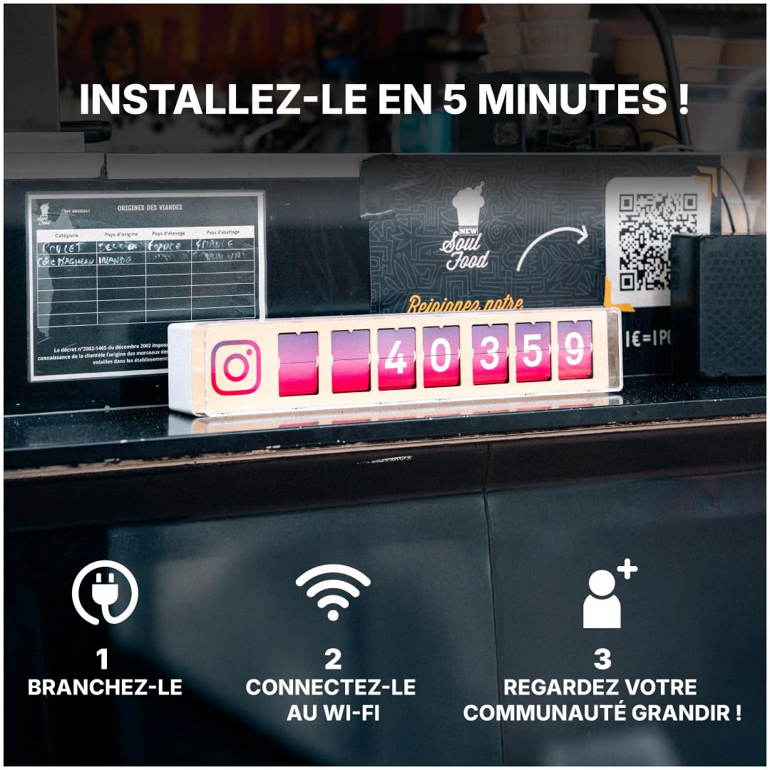 Compteur Abonnés Instagram Temps Réel, Volets Mécaniques, 7 Chiffres
