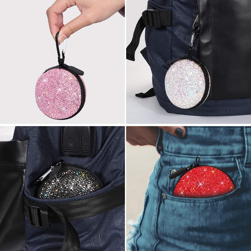 SAVORI - Funda para auriculares (tamaño pequeño), diseño de diamantes de imitación, color rojo