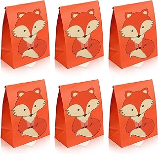 YYMYMGJ 24 Pack Fox Party Favor Bags Woodland Goodie Gift Bags for Fox Woodland Birthday Party Decoration supplies Baby Shower