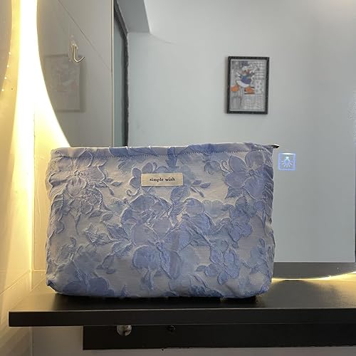 Miniatura 4 de Olvidodo Bolsa de maquillaje de flores para mujeres y niñas, bolsas de cosméticos, bolsa de maquillaje de lona de gran capacidad, bolsa de