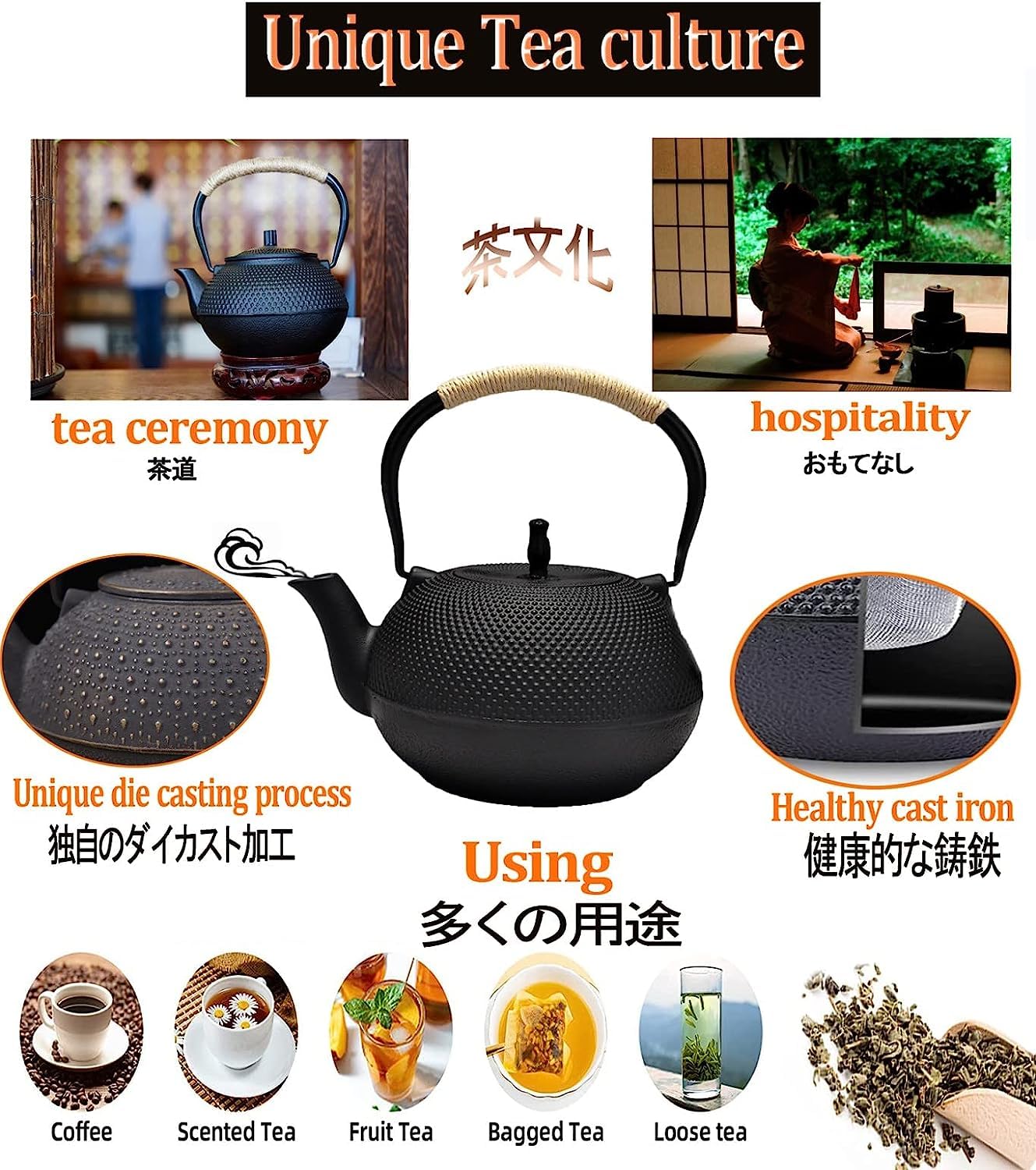 Japonaise Théière Théière en Fonte Théière En Fonte De 30,4 Oz/0,9 L Avec Infuseur Théières Japonaises Bouilloire Pour Restaurant De Cuisine À Domicile Theiere en Fonte