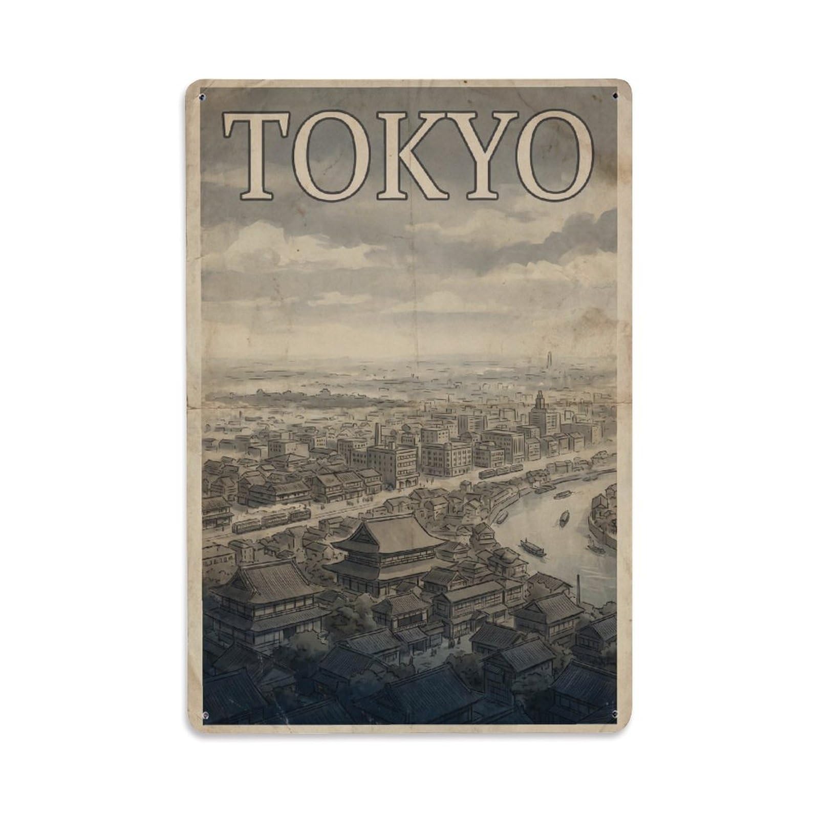 Gead 8X12inch Style Vintage Travel Tokyo Japan Vista Metal Tin Sign