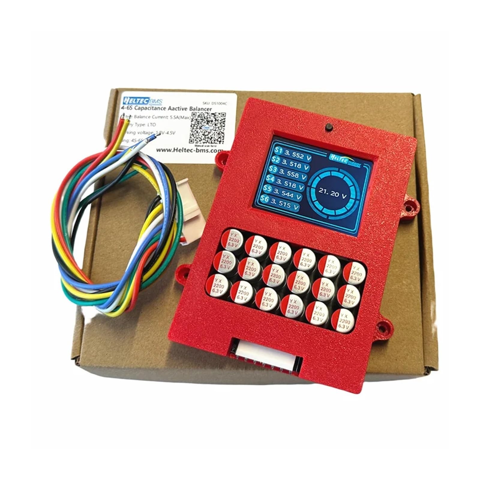 Tester per batterie, Equalizzatore attivo LFP/NCM/LTO 6S 5A con display TFT Batteria LTO Tester di tense a batteria Lifepo4 attiva BMS(6S Balancer LTO)
