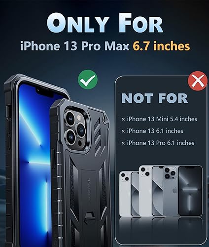 Miniatura 2 de FNTCASE Funda para iPhone 13 Pro-Max funda protectora de grado militar a prueba de golpes con soporte - doble capa de protección completa con