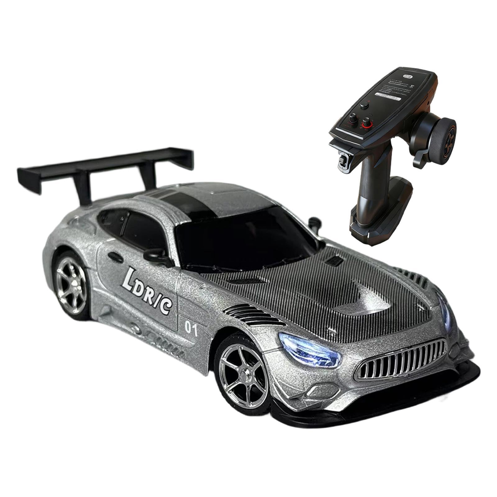 Auto Telecomandata 1/43 Professionale, Durevole, Leggera, ad Alte Prestazioni, Pratica, Regalo Premium- Argento