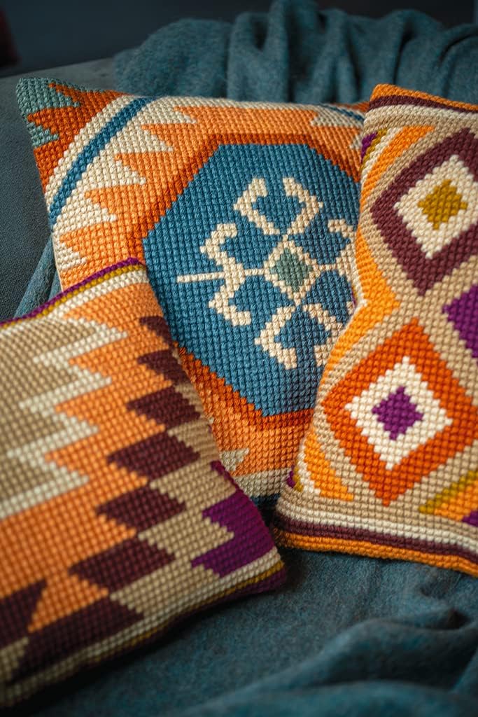 Vervaco Stamped Cross Stitch Cushion Kit 16"X16"-Kilim Motifs II V0191882