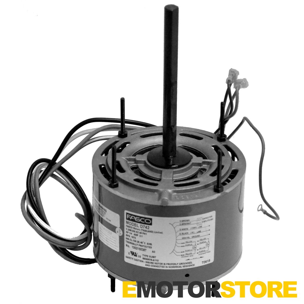 Fasco Condenser Fan Motor,1/4 HP,2.9A