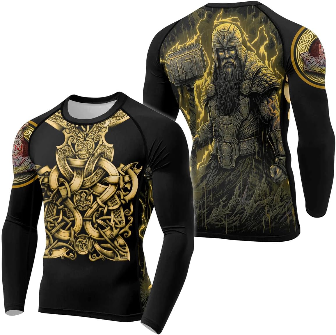 Viking Tatoo Men’s Compression Shirts Long Sleeve Rash Guards for MMA, BJJ, Grappling Base Layer Combat