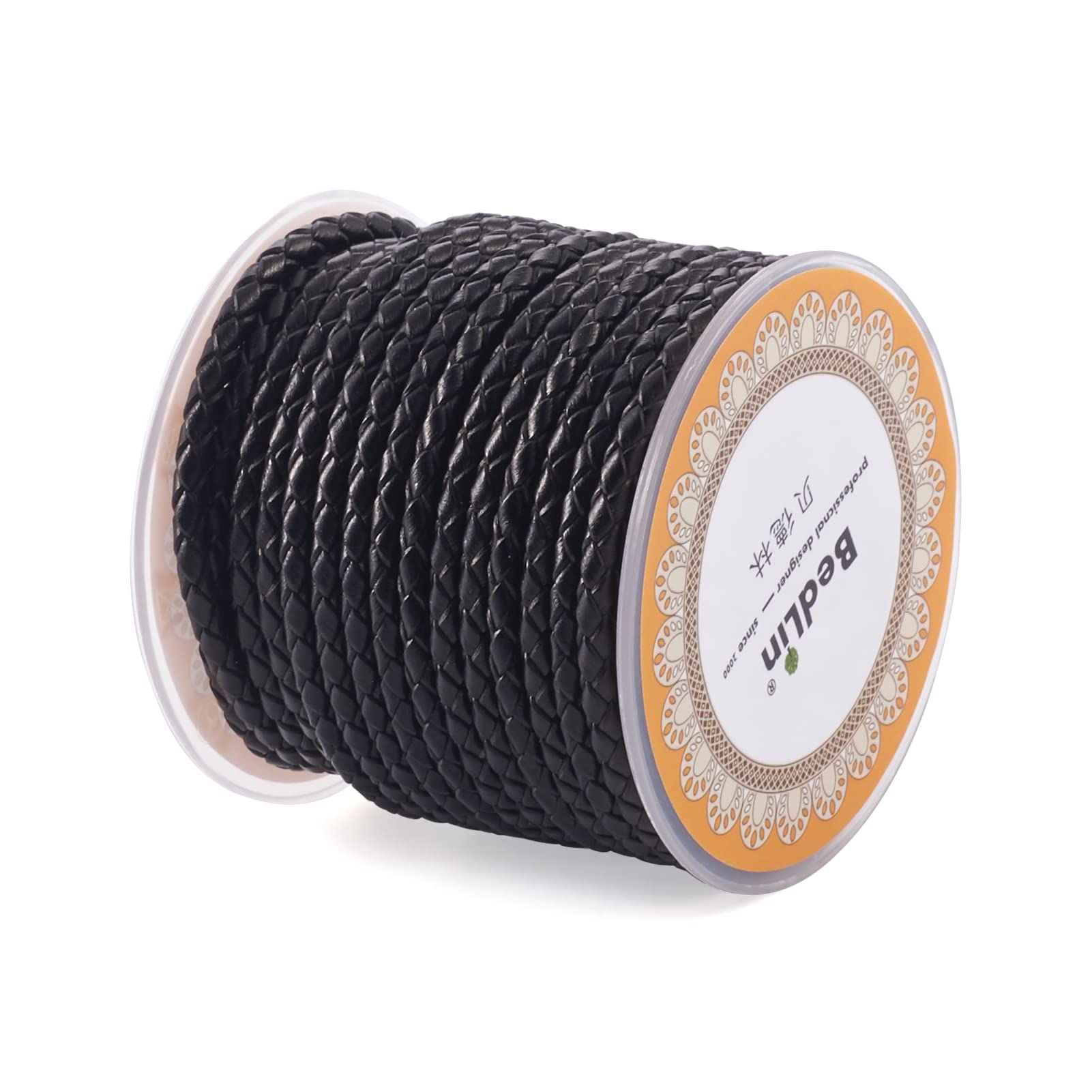 PandaHall 8 Meters 3mm Braided Leather Cord Black Round Genuine Leather Cord for DIY Bracelet Necklace Jewelry Making - Image 2
