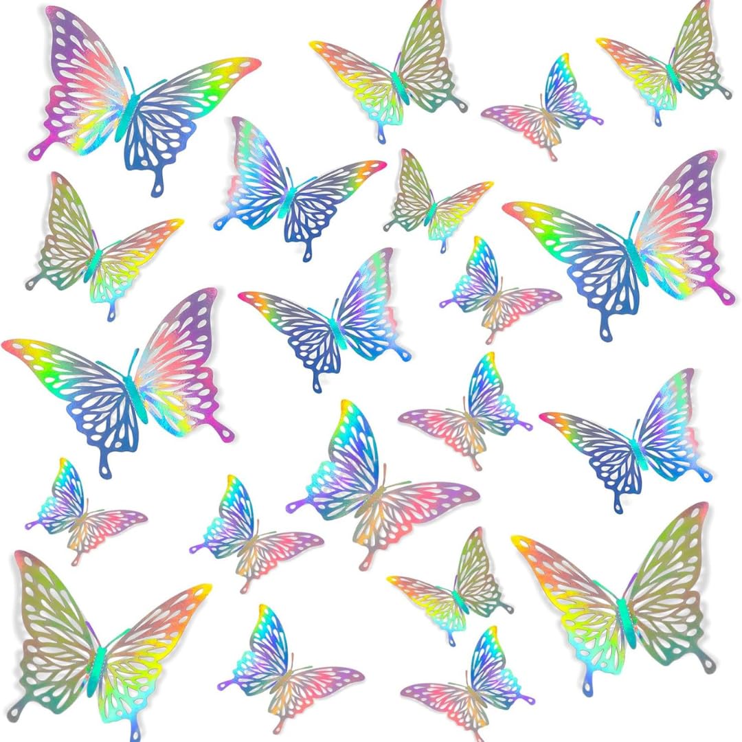 Wanna Party Pack of 12 3D Laser Assorted Butterfly Wall Decor 3 Sizes, Butterfly Birthday Decorations, Butterfly Party Decorations, Baby Shower Decorations,Cake Decorations-image-1