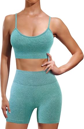 Workout Sets for Women 2 Piece Outfits Gym Shorts Women High Waisted with Adjustable Padded Sports Bra Gym Sets