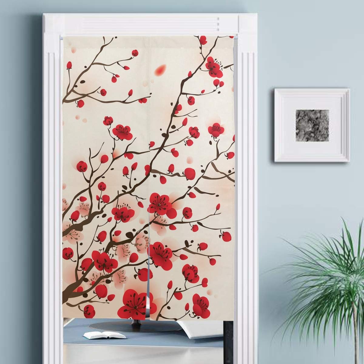 Amazon｜カオリヤ のれん 梅の花柄 梅柄 梅花柄 暖簾 幅89×丈