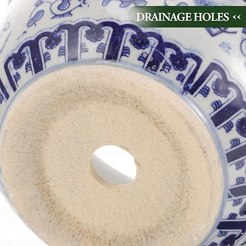 Miniatura 5 de NOLITOY Maceta de porcelana azul y blanca, maceta de celadón para suculentas, maceta de cerámica para plantas de interior