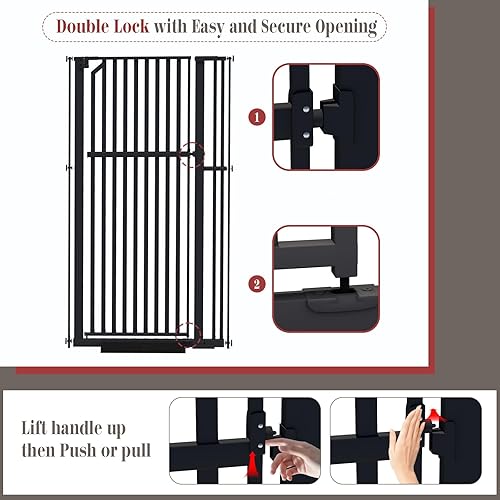 Miniatura 5 de Glaf Puerta extra alta para mascotas de 63 pulgadas, puerta de gato montada a presión, puerta de metal de seguridad para gatos, ancho ajustable,