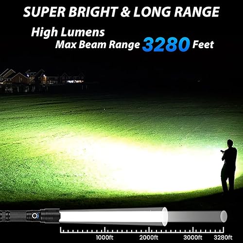 Miniatura 2 de THY TRY Paquete de 2 linternas recargables de 90000 lúmenes altos, linternas recargables superbrillantes para el hogar, luz de flash de alta