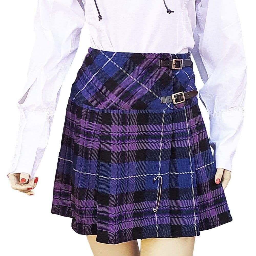 BRAW CLANS TARTANS Glasgow Kilt Company Women’s 16.5 inch Mini Kilt Skirt - Scottish Traditional Tartan – Mini Skirts (18 UK Size, Honour of Scotland) Blue