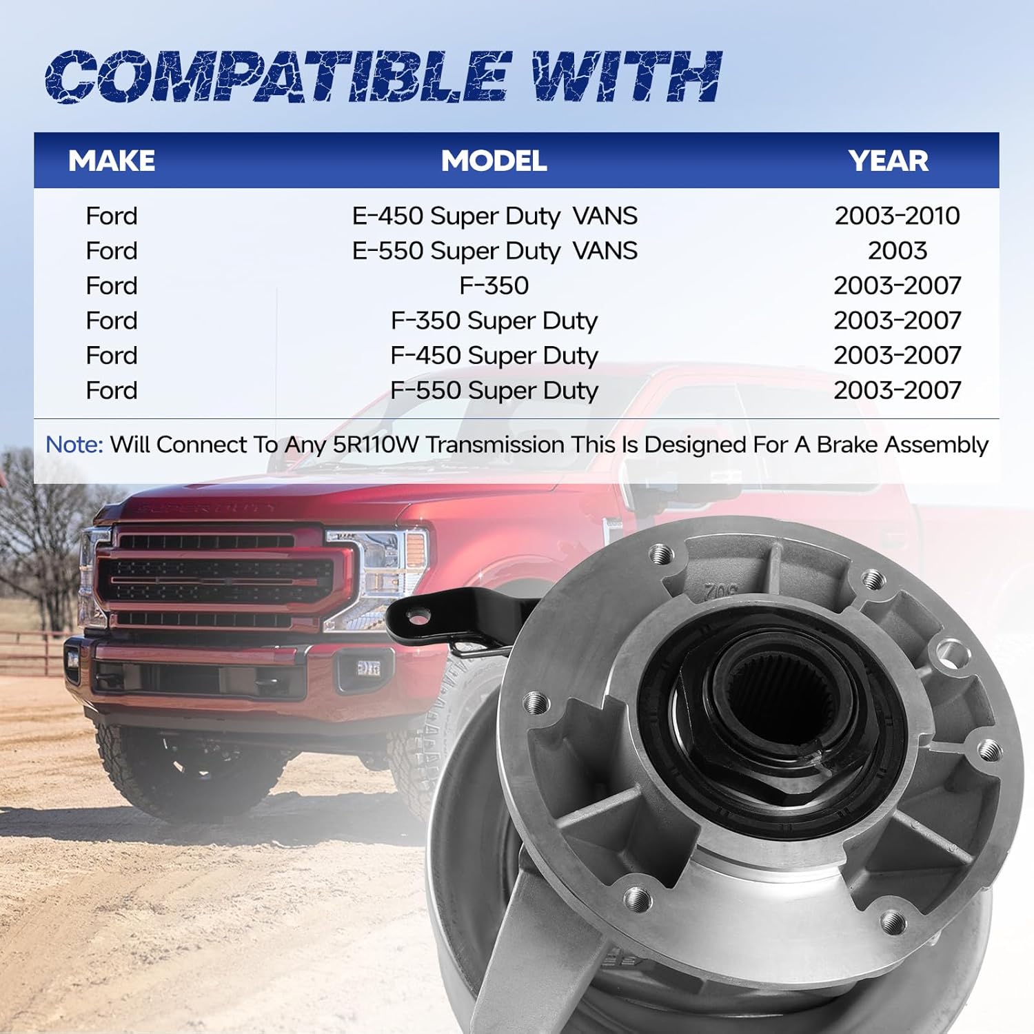 Driveshaft Center Brake Assembly, Fit for Ford E-450 Super Duty, E-550 Super Duty, F-350, F-450, OE 6C24-2598-AA, 6C2Z2598AA, 3C342598AB, 6C242598AA, 6051001056